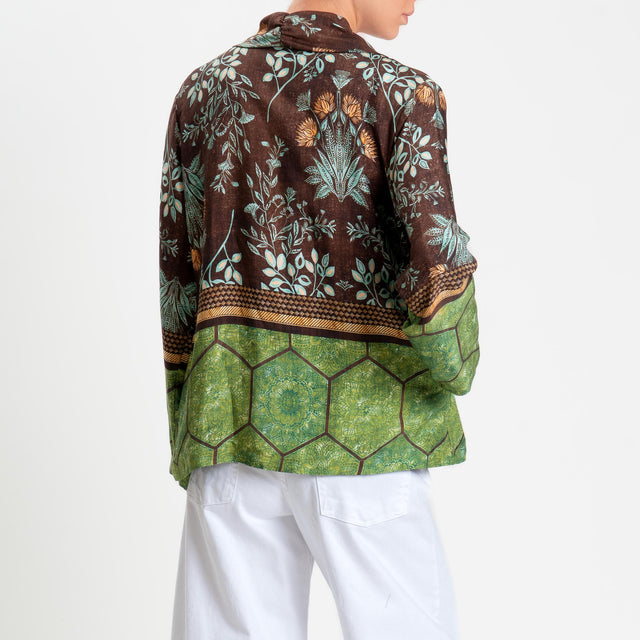 Wu'side-Kimono corto fantasia floreale - moro/acqua/orange