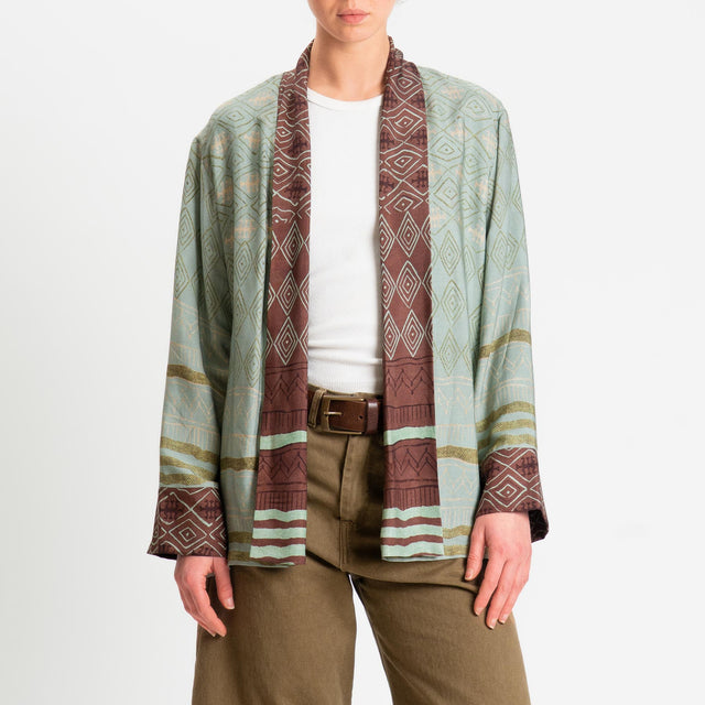 Wu'side-Kimono fantasia etnica - verde/cioccolato