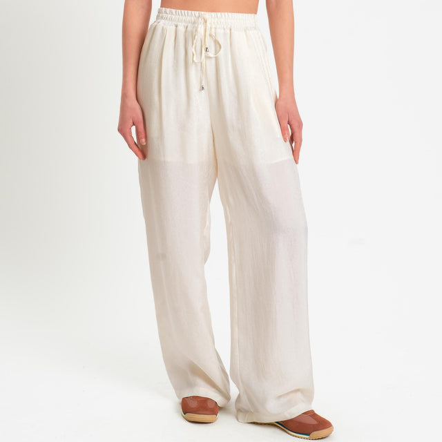 Wu'side-Pantalone con coulisse in viscosa - avorio