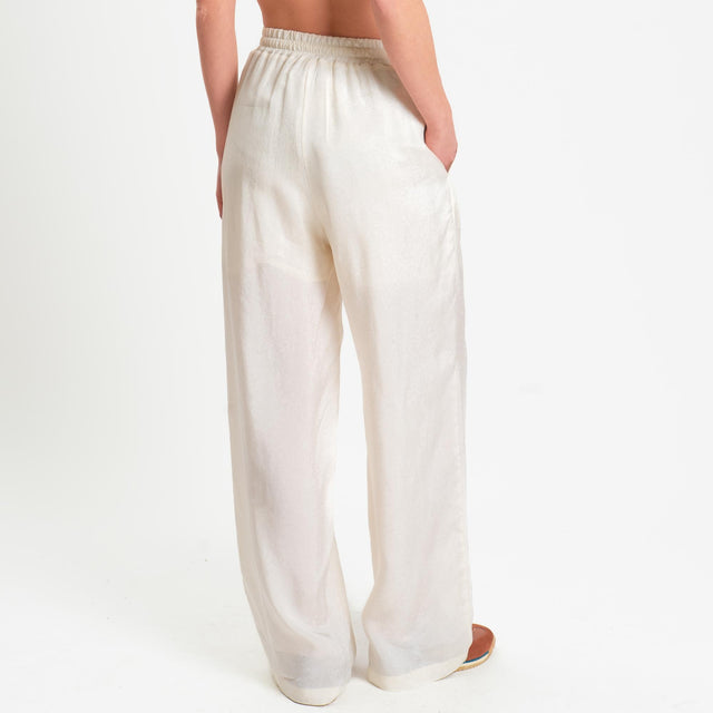 Wu'side-Pantalone con coulisse in viscosa - avorio