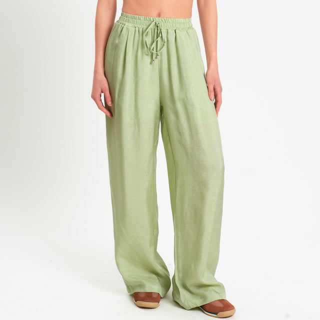 Wu'side-Pantalone con coulisse in viscosa - salvia