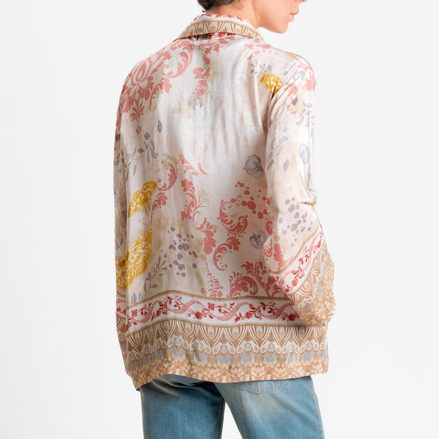 Wu'side-Kimono corto fantasia floreale - avorio/nocciola/blush