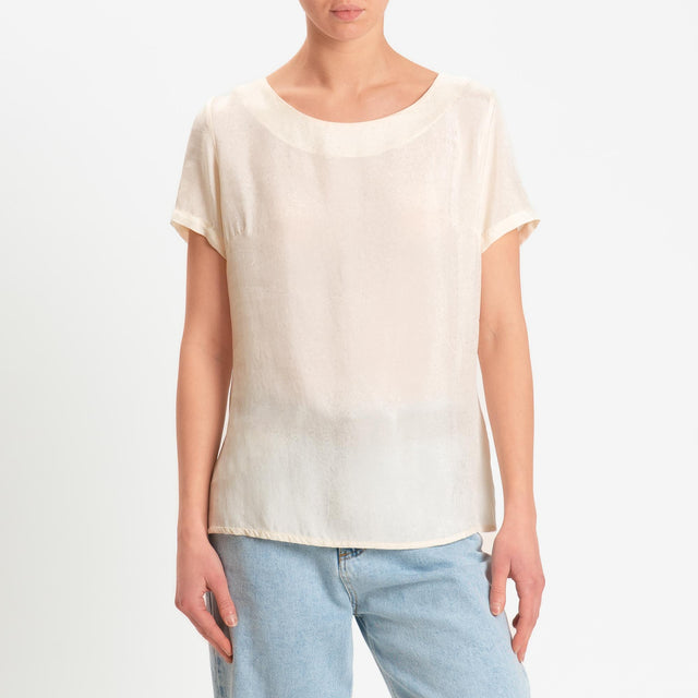 Wu'side-Blusa mezza manica in viscosa - avorio