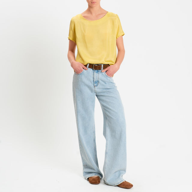 Wu'side-Blusa mezza manica in viscosa - oro