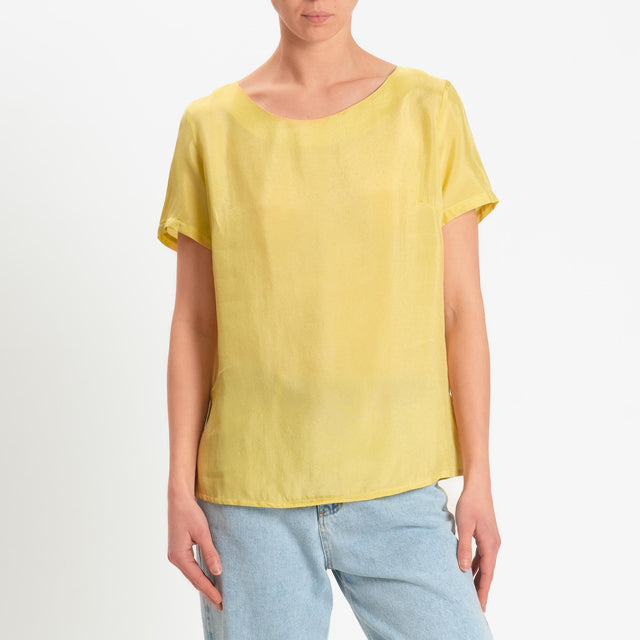 Wu'side-Blusa mezza manica in viscosa - oro