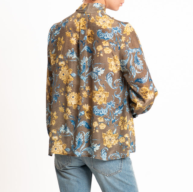 Wu'side-Camicia fantasia con fiocco - militare/giallo