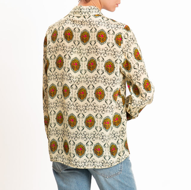 Wu'side-Camicia fantasia - paceville beige/verde/cuoio