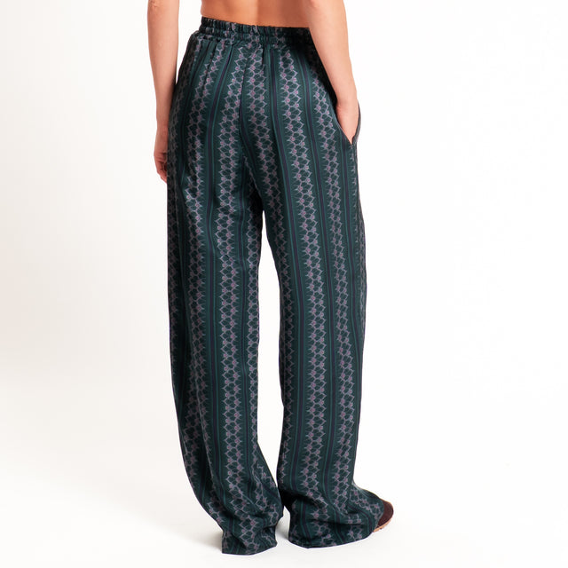 Wu'side-Pantalone fantasia con coulisse - verde/blu/blush