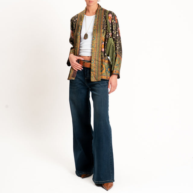 Wu'side-Kimono corto fantasia floreale - moro/rosa/militare