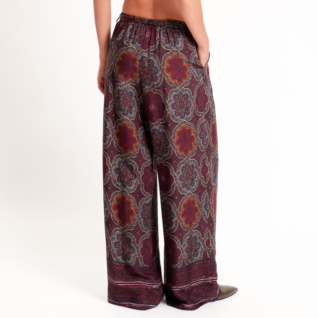 Wu'side-Pantalone fantasia arabesque - amarena/verde/rosa