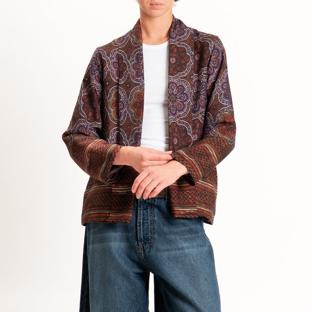 Wu'side-Kimono fantasia arabesque - marrone/blu/militare