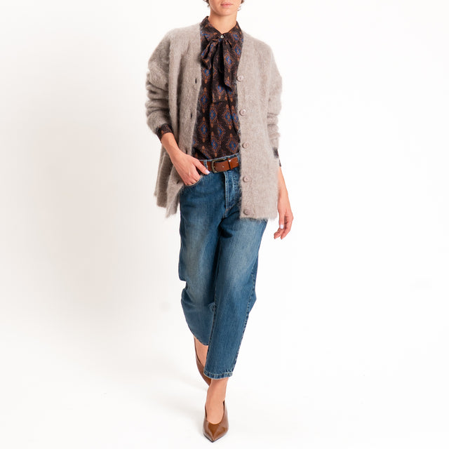 Wu'side-Camicia fantasia paisley con fiocco - caffe/royal