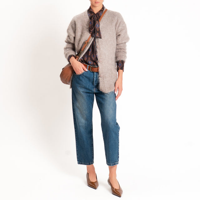 Wu'side-Camicia fantasia paisley con fiocco - caffe/royal