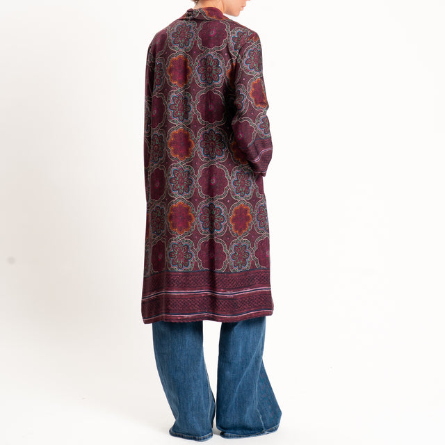 Wu'side-Kimono lungo fantasia arabesque - amarena/verde/rosa