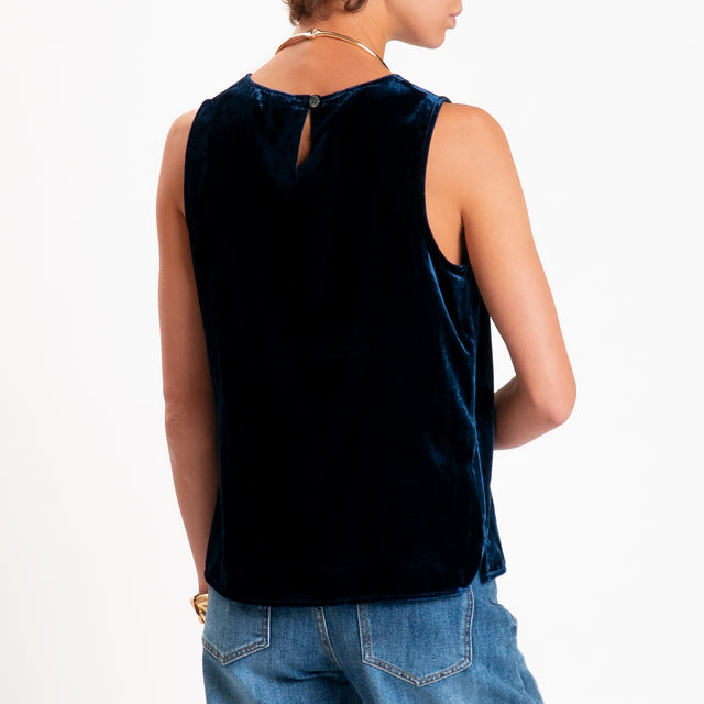 Wu'side-Top velluto ciniglia - blu