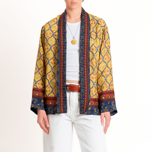 Wu'side-Kimono fantasia - senape/blu/india