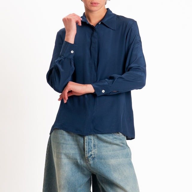 Wu'side-Camicia in viscosa - blu