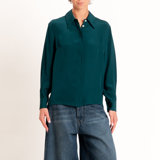 Wu'side-Camicia in viscosa - verde bottiglia