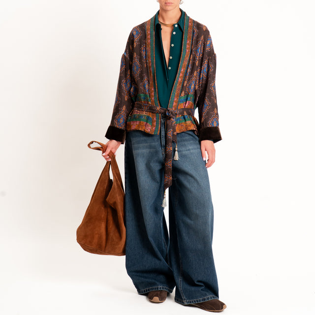 Wu'side-Camicia in viscosa - verde bottiglia