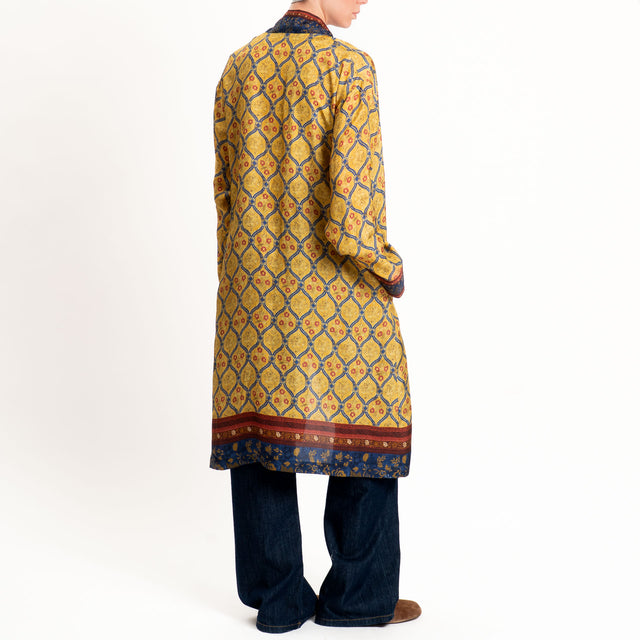 Wu'side-Kimono lungo fantasia - senape/blu/india