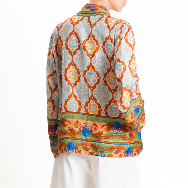 Wu'side-Kimono corto fantasia - coccio/avio/orange