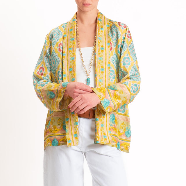 Wu'side-Kimono corto fantasia - giallo/acqua/blush