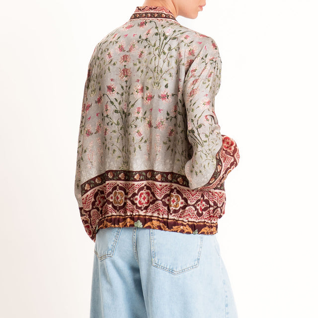 Wu'side-Kimono bomber fantasia floreale con tasche - grigio/india