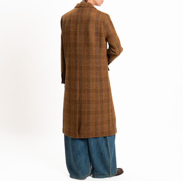 Wu'side-Cappotto spacco dietro 100% lana - check tabacco/moro