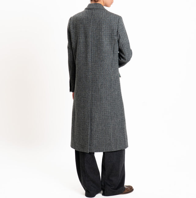 Wu'side-Cappotto spacco dietro 100% lana - pied de poule grigio/nero