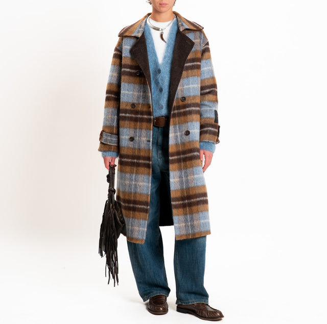 Wu'side-Cappotto DOUBLE FACE lana/alpaca - marrone/cielo