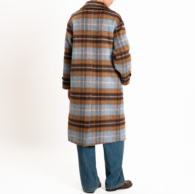 Wu'side-Cappotto DOUBLE FACE lana/alpaca - marrone/cielo