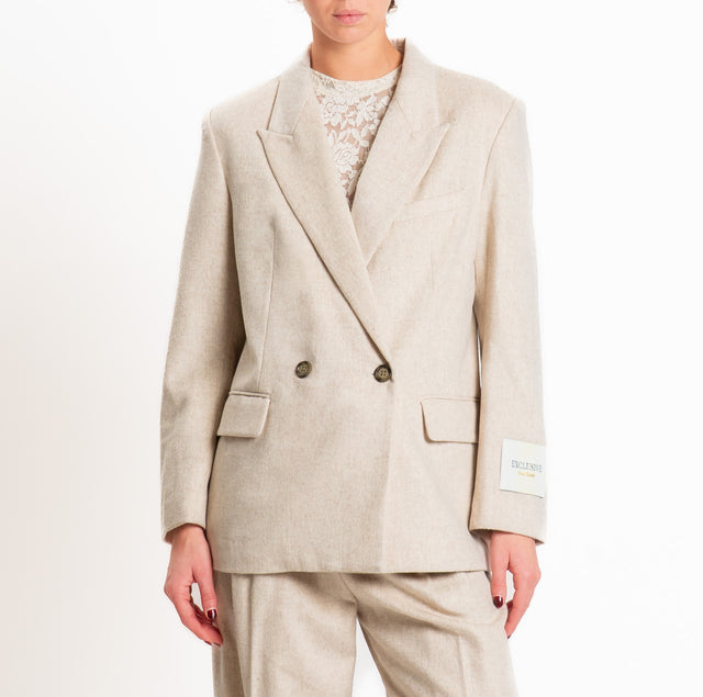 Wu'side-Double-breasted wool/cashmere jacket - ivory