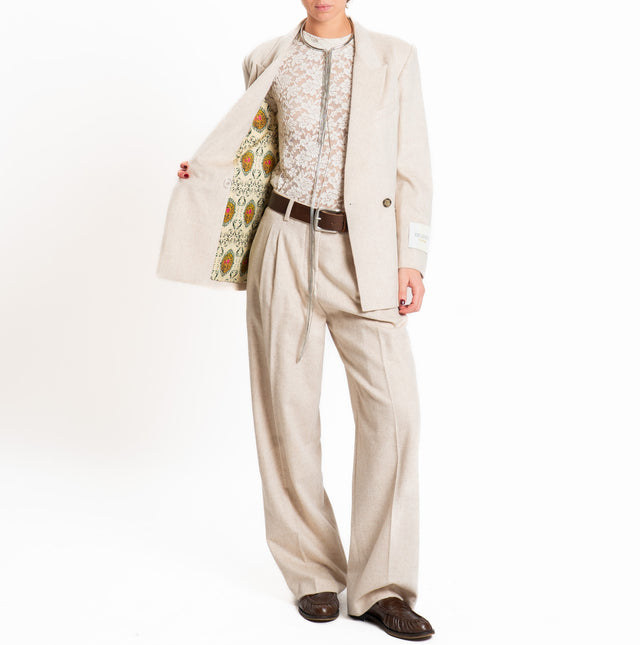 Wu'side-Double-breasted wool/cashmere jacket - ivory