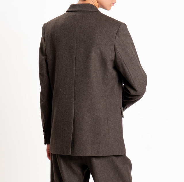 Wu'side-Double-breasted wool/cashmere jacket - dark brown
