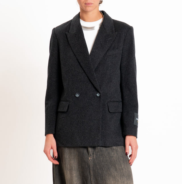 Wu'side-Giacca doppiopetto lana/cashmere - nero