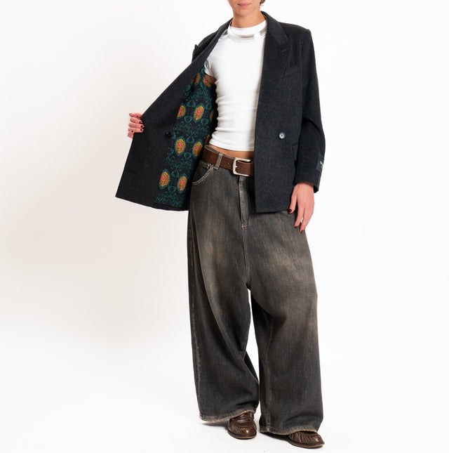 Wu'side-Giacca doppiopetto lana/cashmere - nero