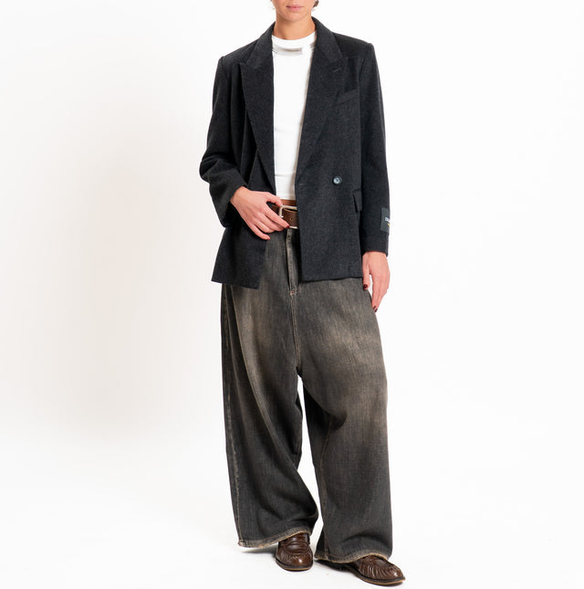 Wu'side-Giacca doppiopetto lana/cashmere - nero