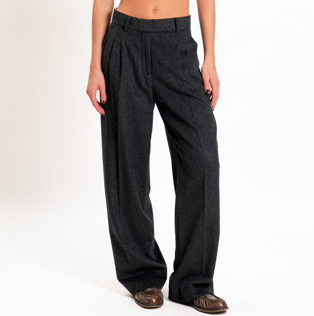 Wu'side-Pantalone con pinces lana/cashmere - nero