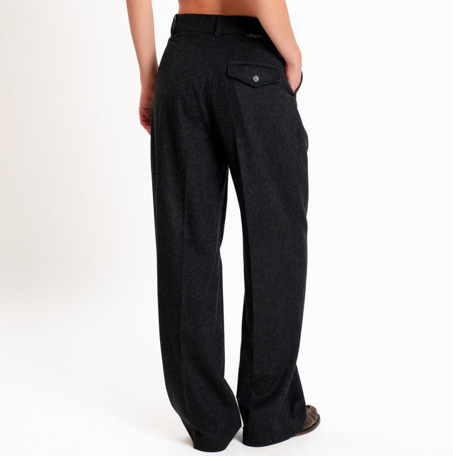 Wu'side-Pantalone con pinces lana/cashmere - nero
