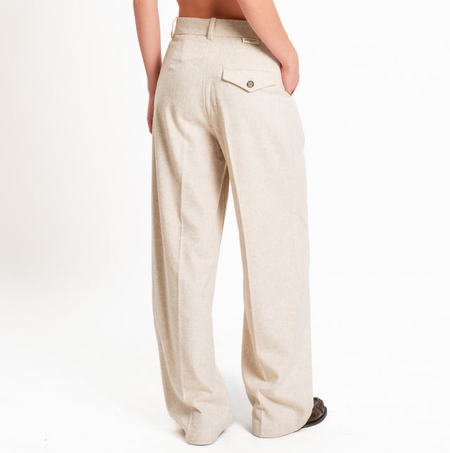Wu'side-Pleated wool/cashmere trousers - ivory