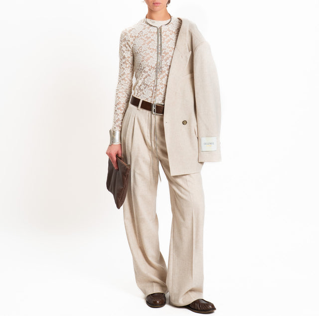 Wu'side-Pleated wool/cashmere trousers - ivory