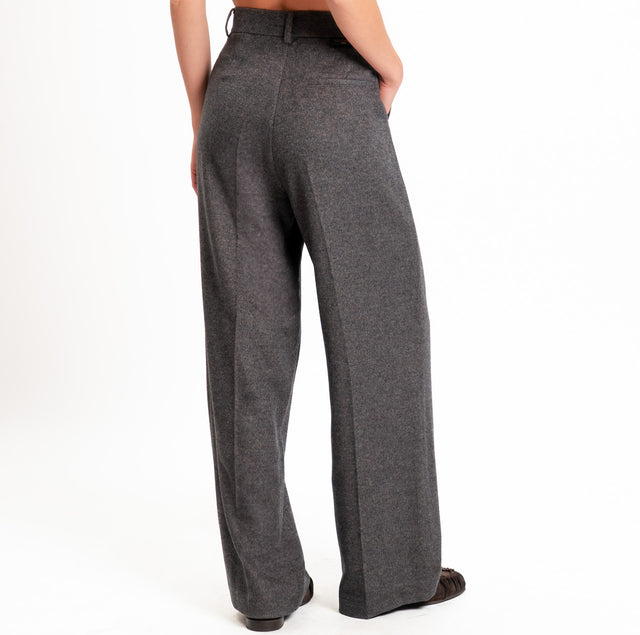 Wu'side-Pantalone resca misto lana - moro