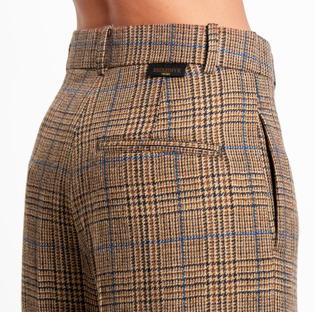 Wu'side-Pantalone scozzese 100% lana - camel/moro
