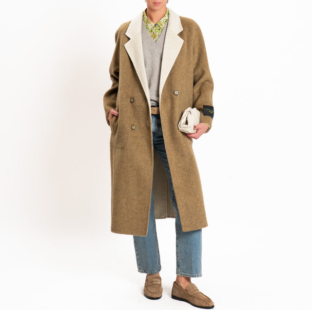 Wu'side-Cappotto lungo DOUBLE FACE 100% lana - beige/avorio