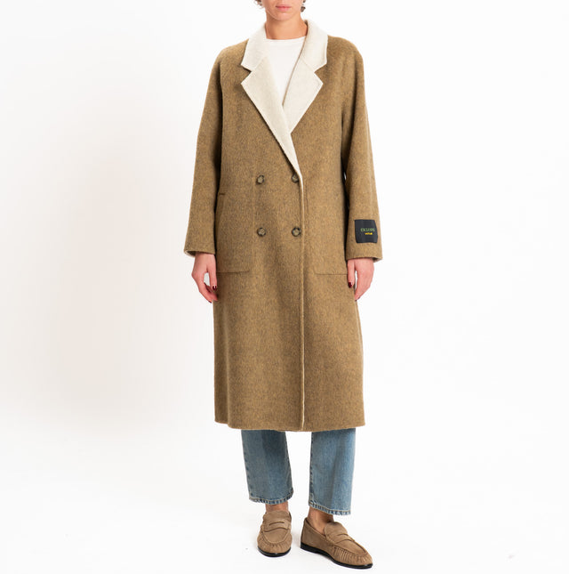 Wu'side-Cappotto lungo DOUBLE FACE 100% lana - beige/avorio