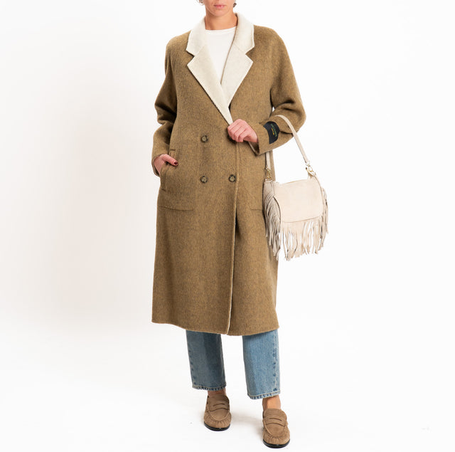 Wu'side-Cappotto lungo DOUBLE FACE 100% lana - beige/avorio