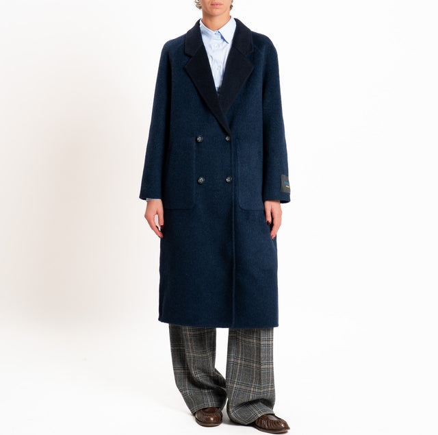 Wu'side-Cappotto lungo DOUBLE FACE 100% lana - blu/blu
