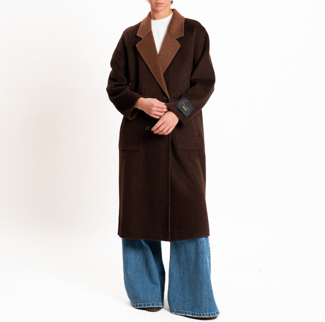 Wu'side-Cappotto lungo DOUBLE FACE 100% lana - moro/choco