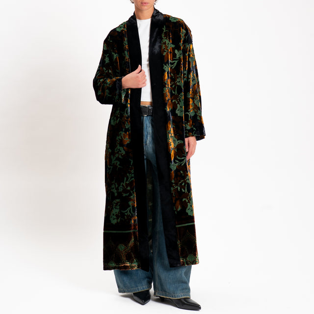 Wu'side-Kimono lungo devoré - bronzo/nero