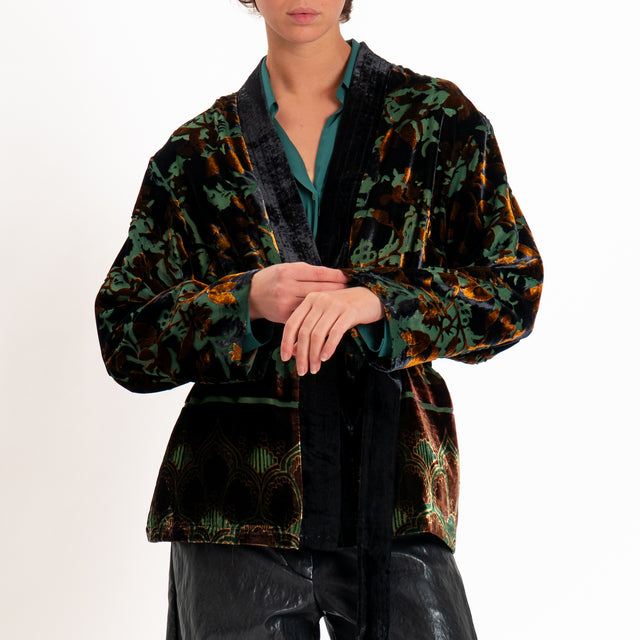 Wu'side-Kimono corto devoré - bronzo/nero